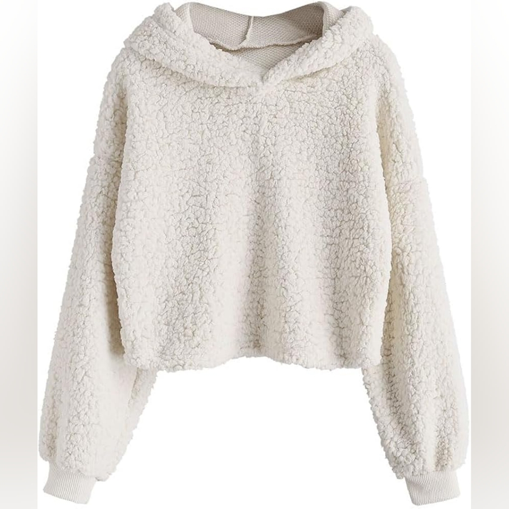 Zaful Teddy Bear Fleece Plush Crop Hoodie!